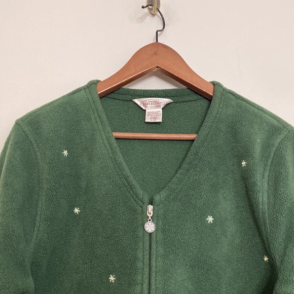 Northern Reflections Fleece Jacket Womens Large Green Christmas Cute Snowman - Picture 3 of 16
